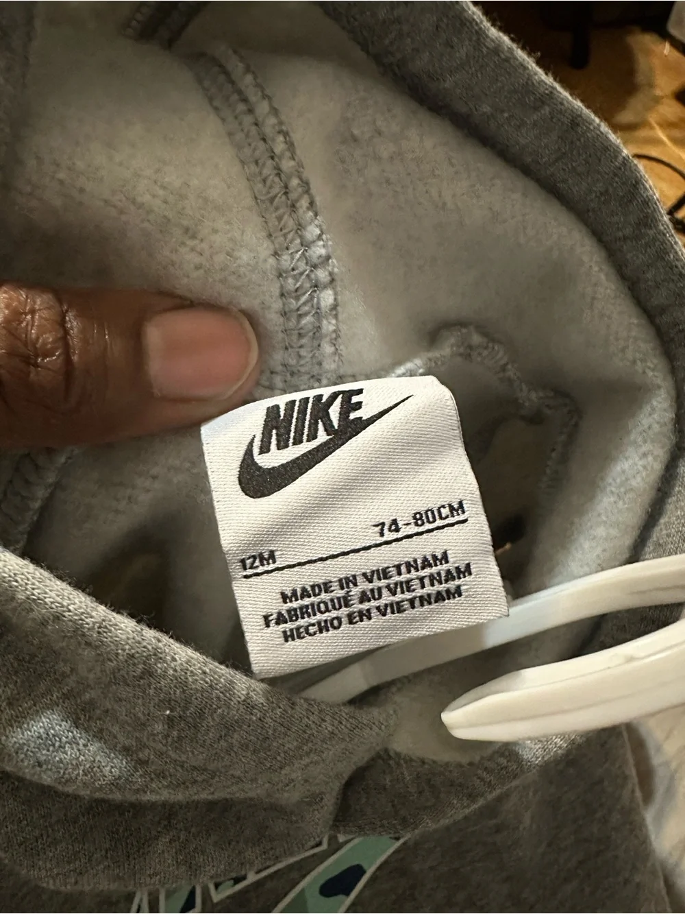 Nike Kids' Gray Hoodie with Teal Accent Logo - Picture 3 of 8